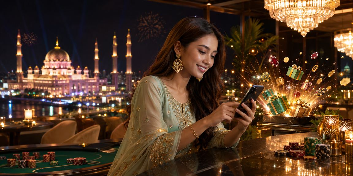 Pengguna Malaysia di Putrajaya bertaruh sukan menggunakan telefon mudah alih semasa Hari Raya